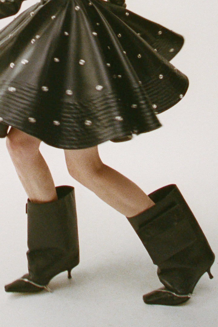 Dana Cerniera Kitten Heel Cylinder Boot With Zipper Black