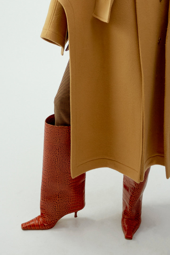 Dana Alta Croc-Effect Kitten Heel Cylinder Boot Croc