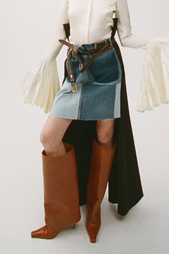 Dana Alta Croc-Effect Kitten Heel Cylinder Boot Croc