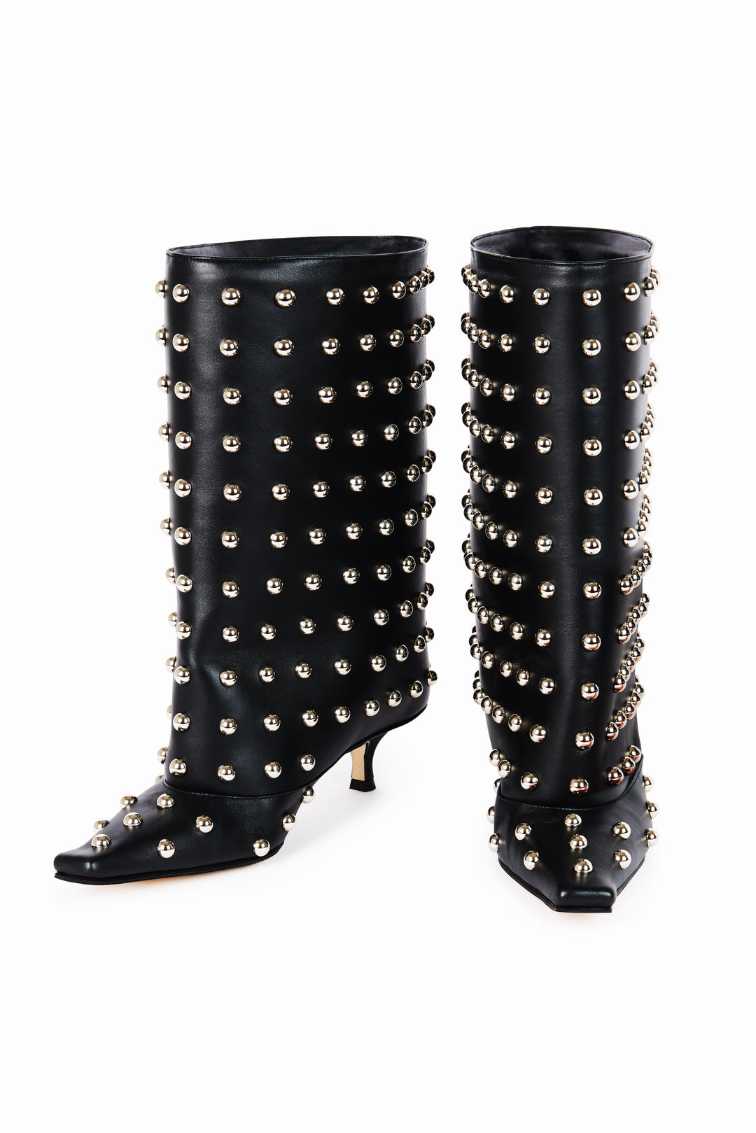 Dana Rock Kitten Heel Cylinder Boot Black Silver