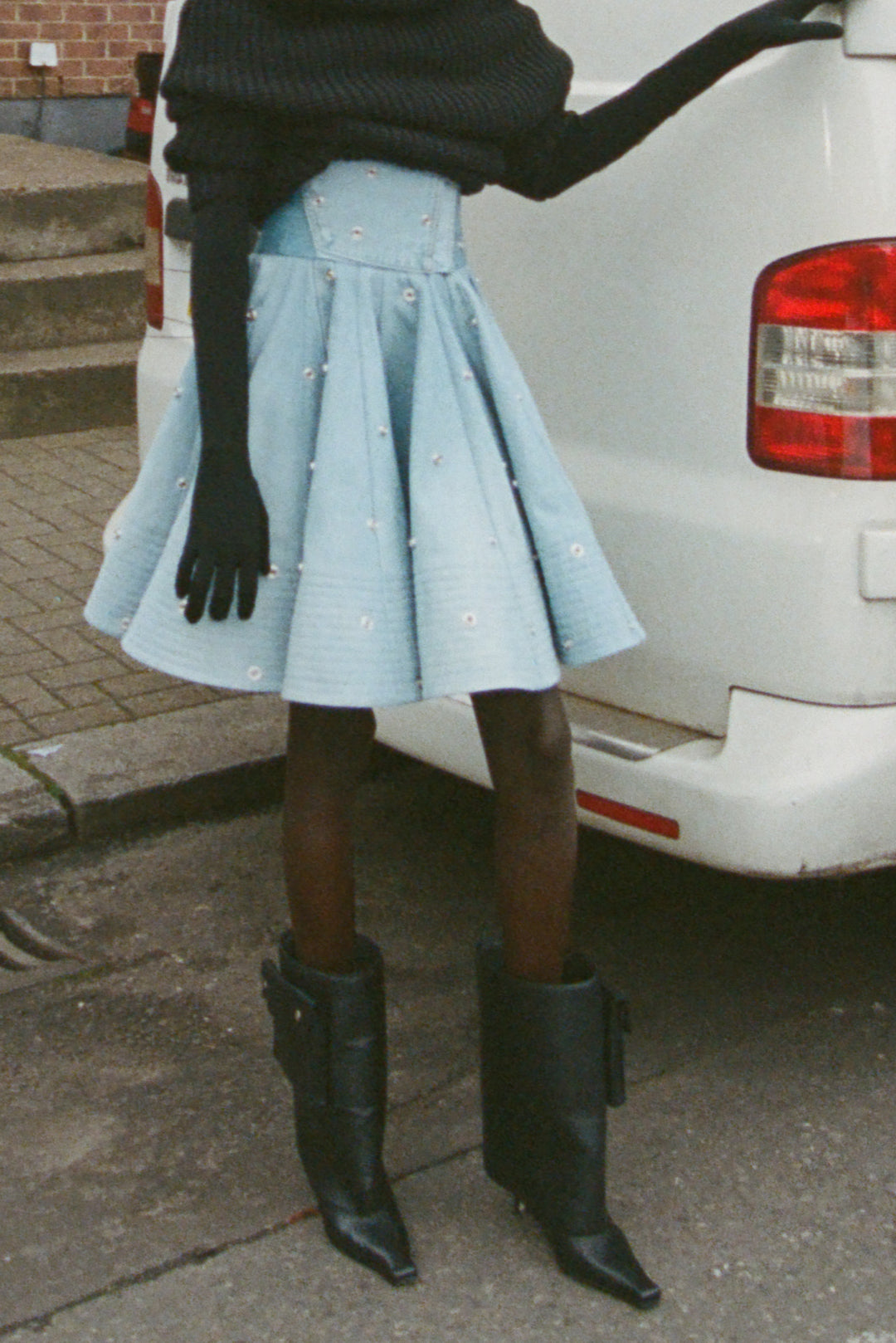 Dana Tasca Kitten Heel Cylinder Boot Pocket Black