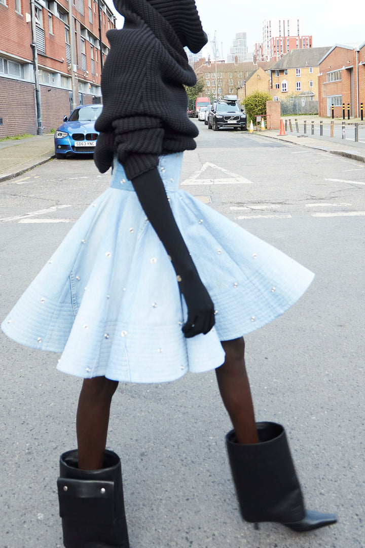 Dana Tasca Kitten Heel Cylinder Boot Pocket Black