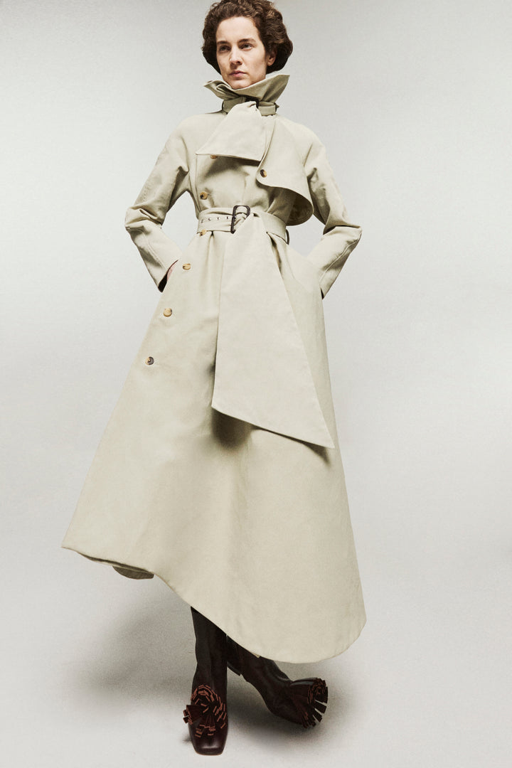 Flared Belted Trench Coat Light Khaki