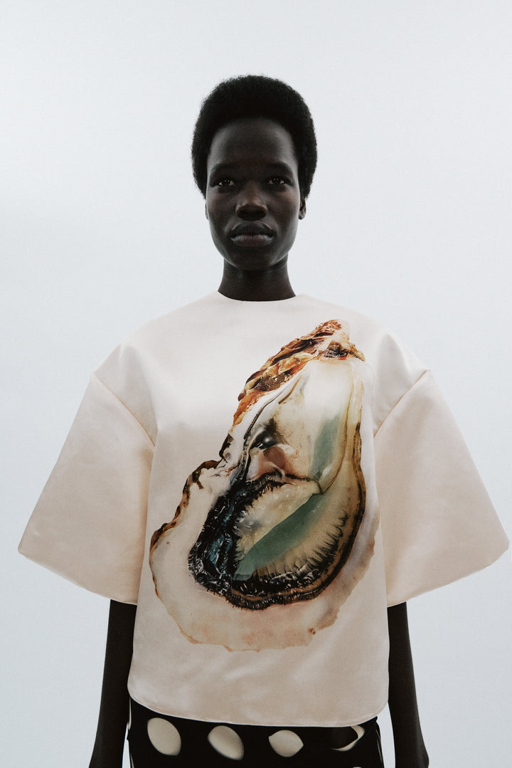 Oyster Satin Top Peach