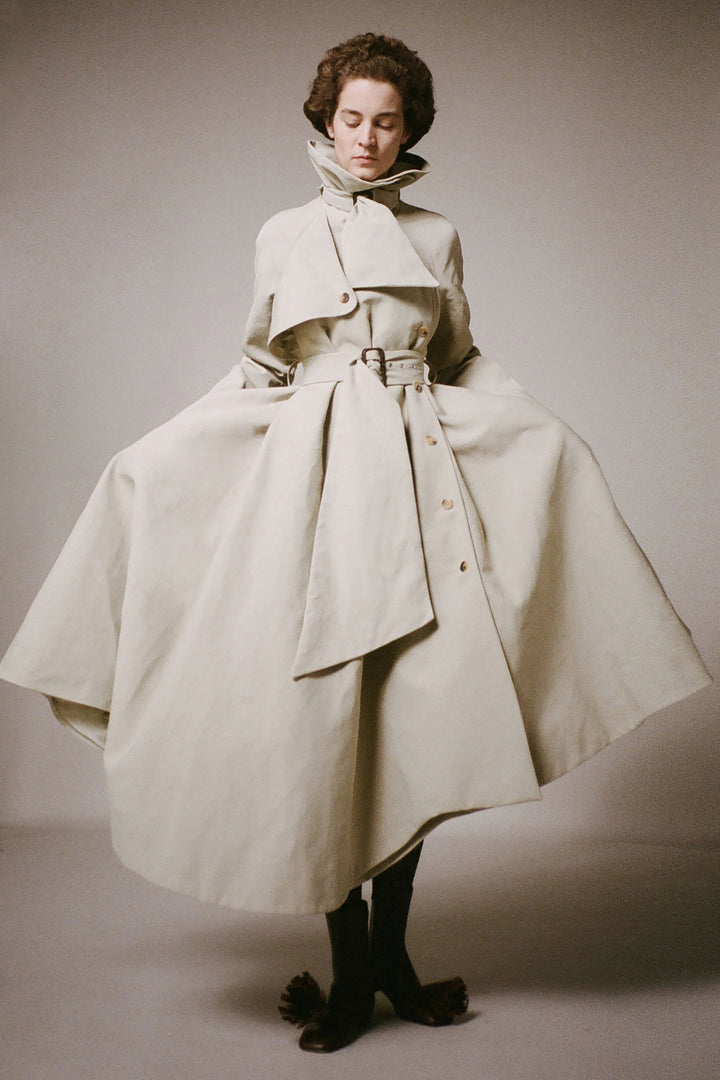 Flared Belted Trench Coat Light Khaki