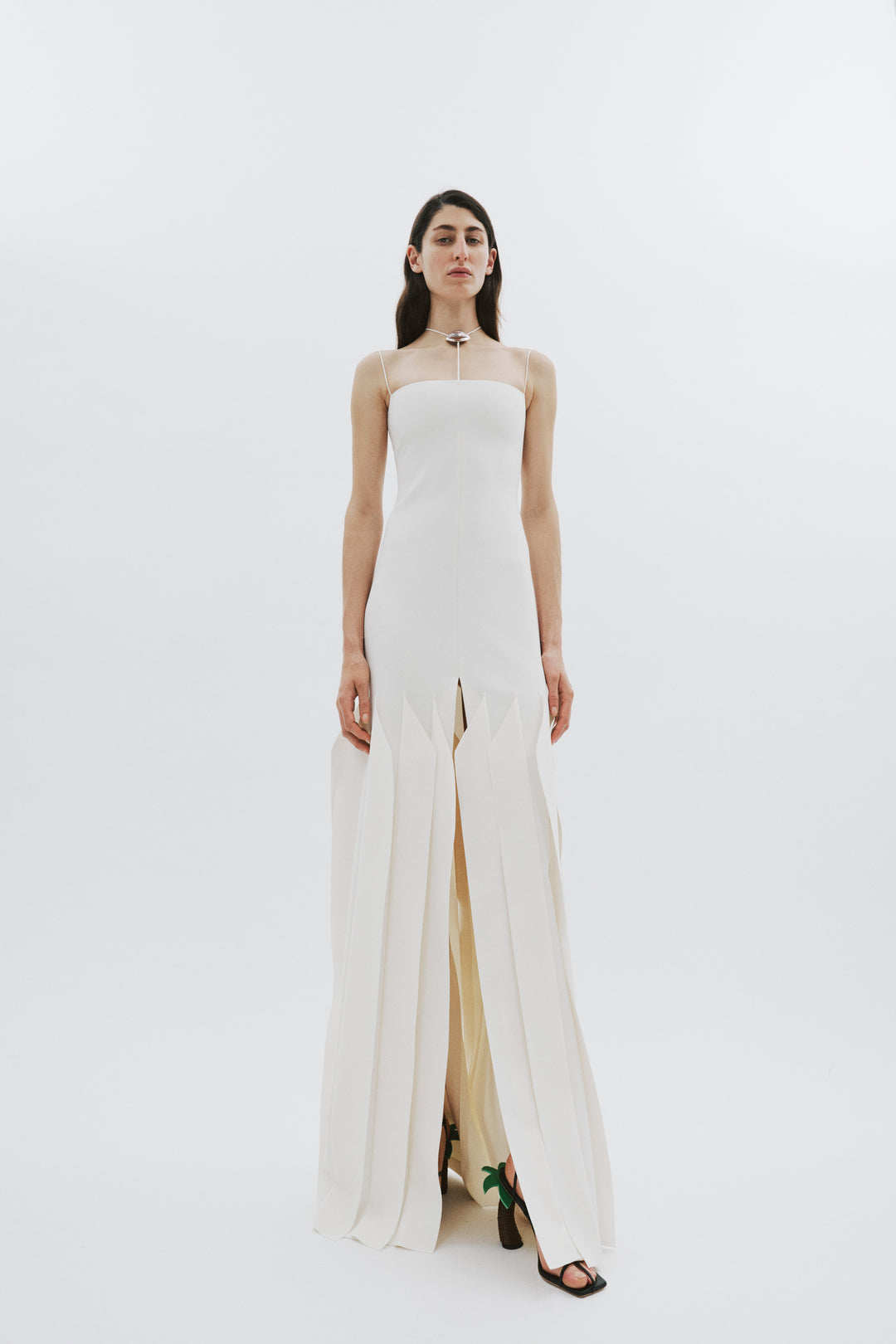 Full Length Lip Choker Dress Ivory