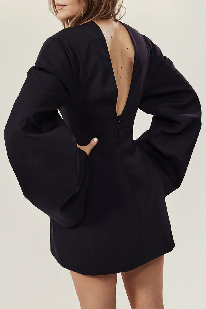 Rounded Sleeve Tailored Mini Dress Black