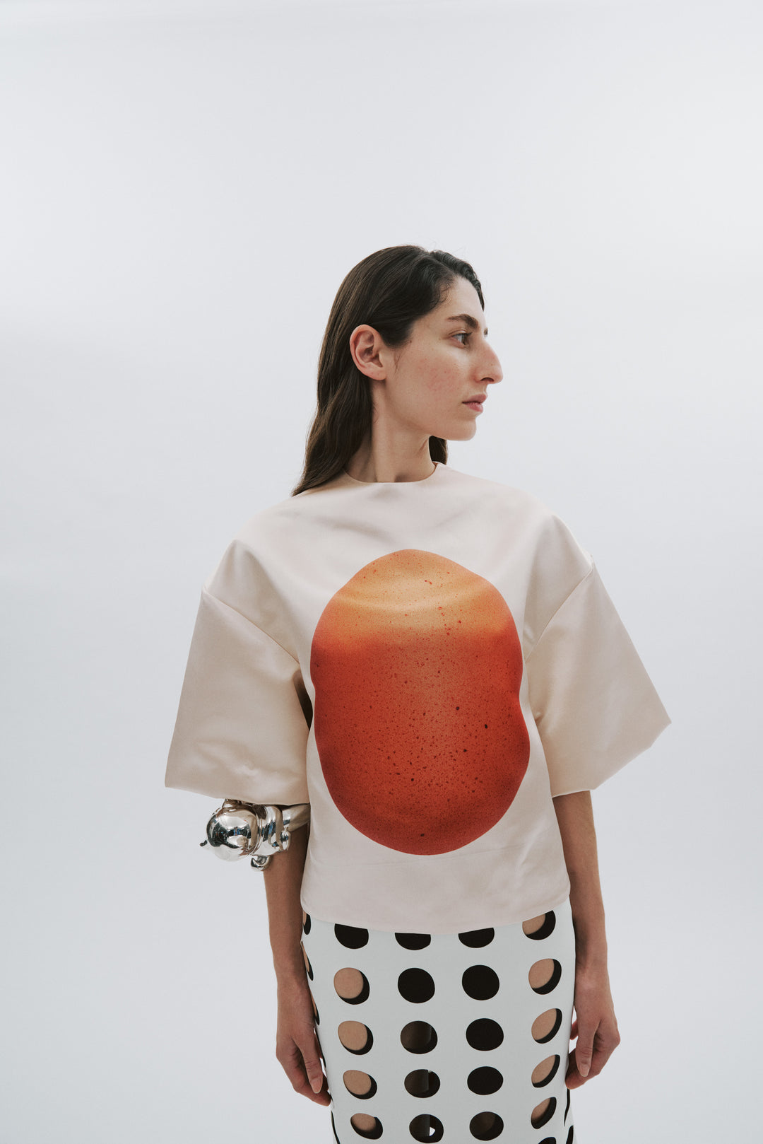 Boiled Egg Satin Top Peach