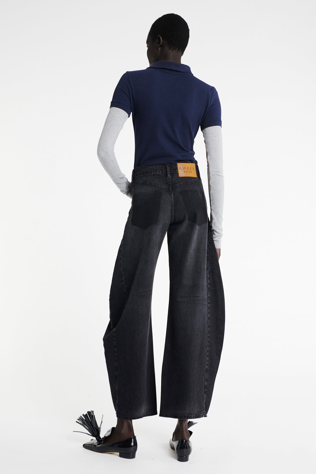 Denim Jeans With Inserts Washed Black