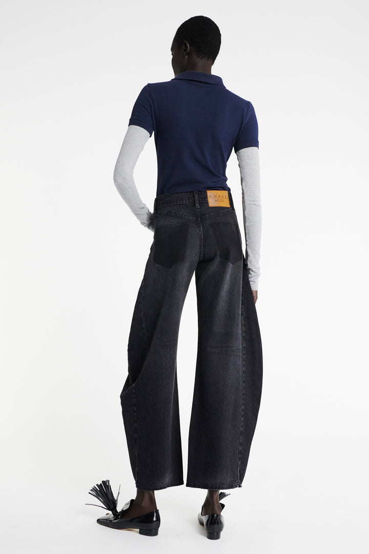 Denim Jeans With Inserts Washed Black