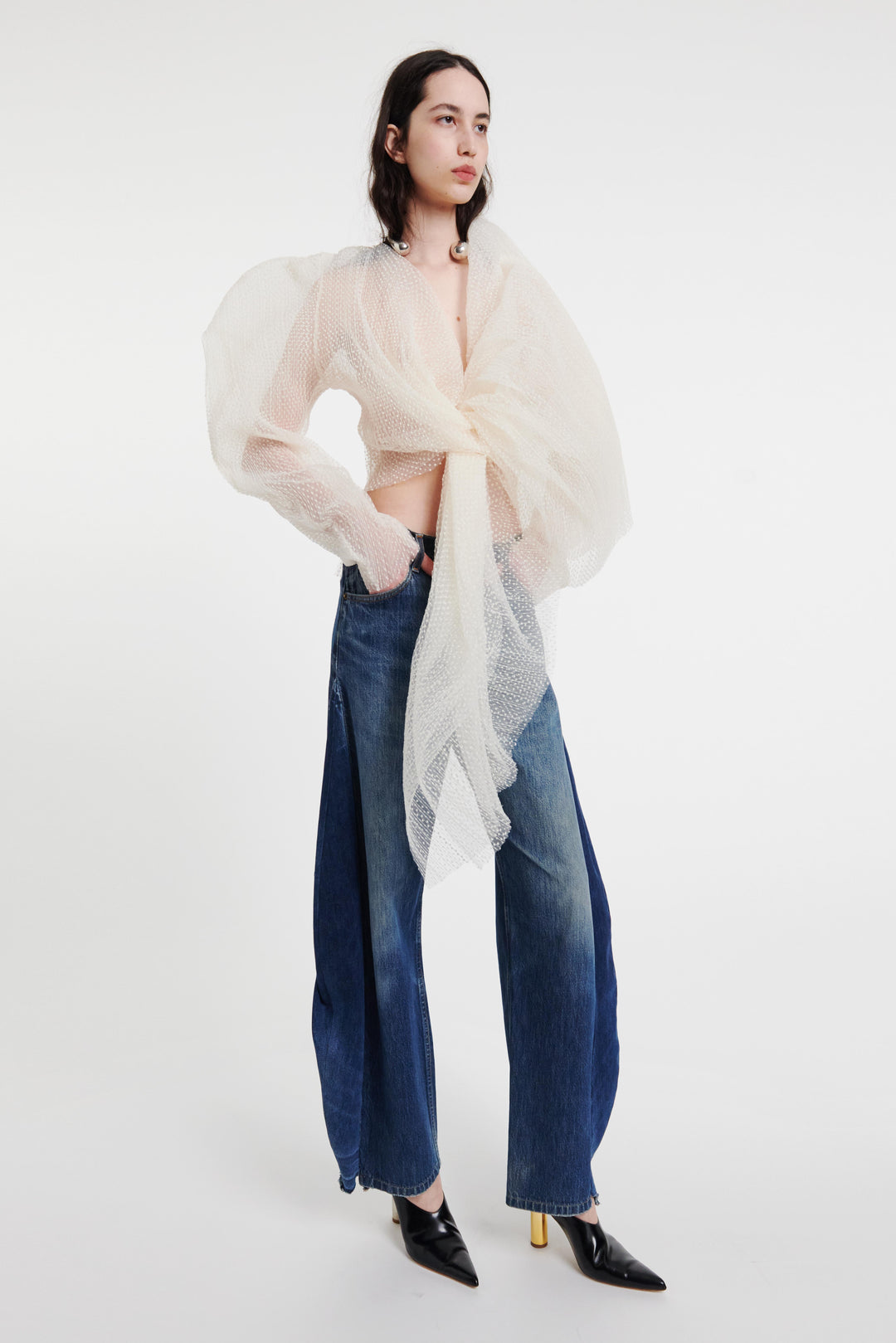 Upcycled Jeans With Curved Side Inserts Blue Denim