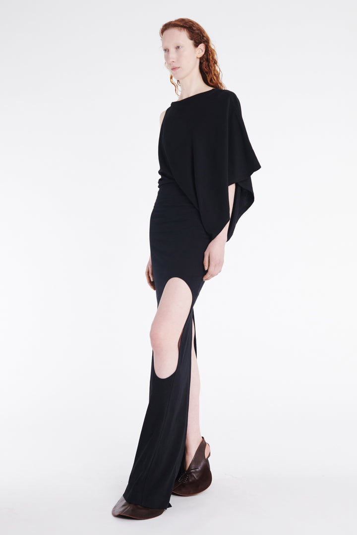Asymmetric Maxi Dress With Cutout Black