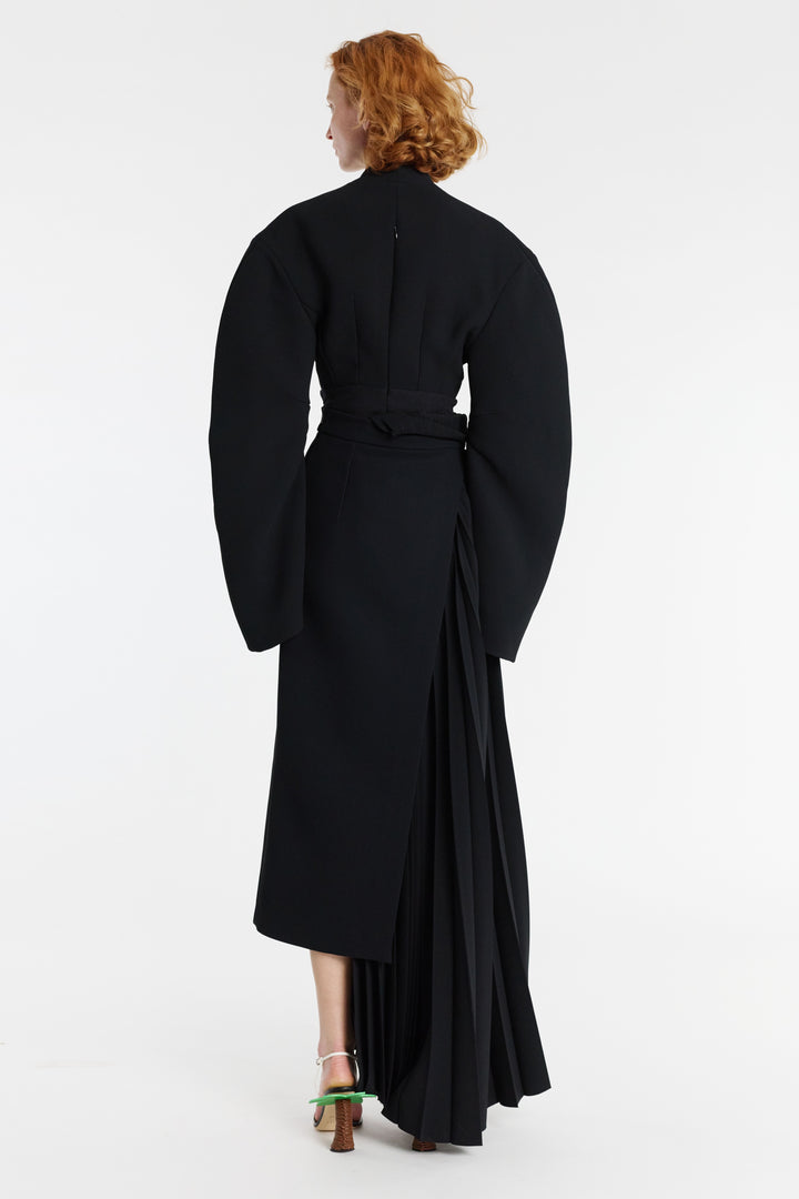 Skirt With Pleated Insert Black