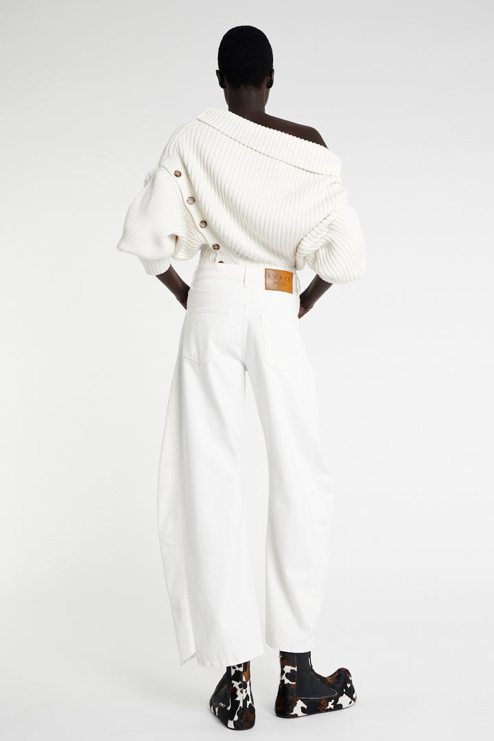 Denim Jeans With Inserts White Denim