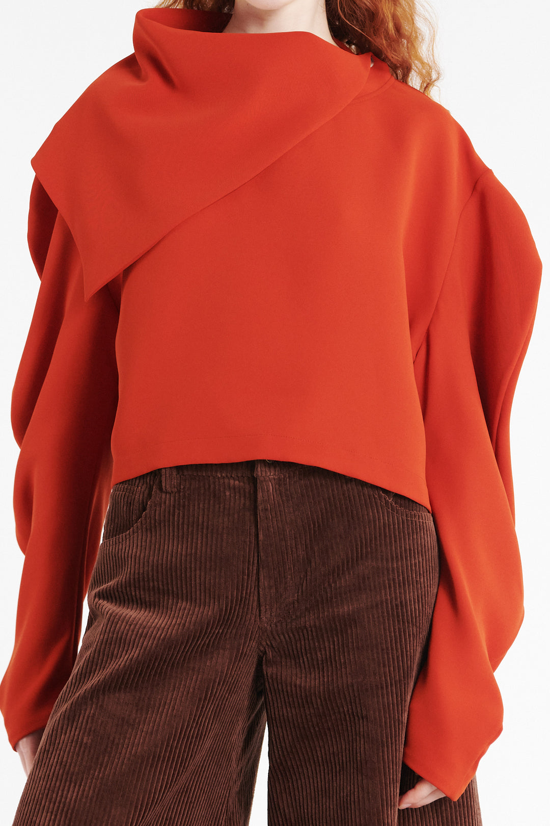 Draped Collar Top Terracotta