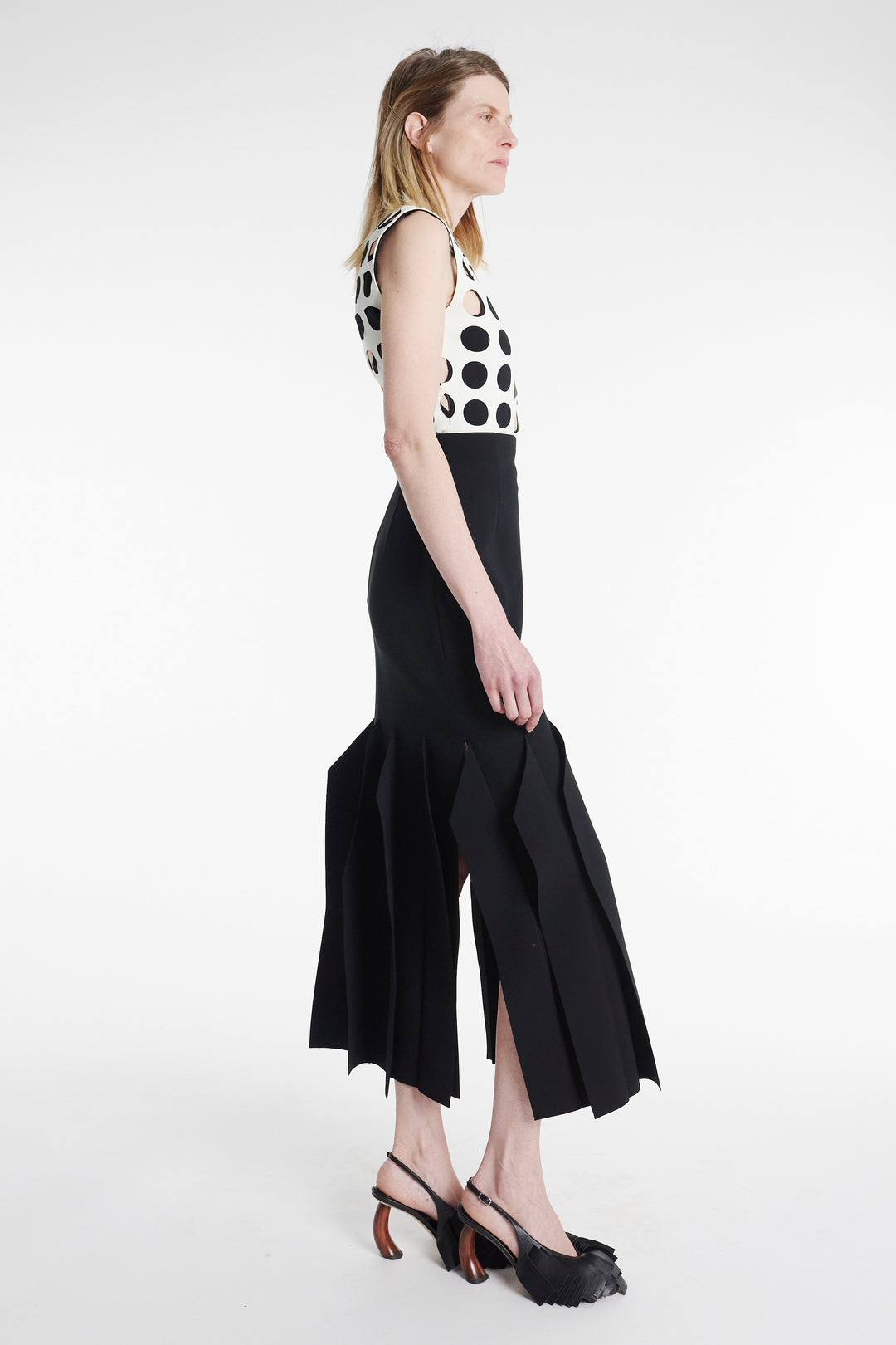 Midi Length Skirt With Hem Panel Detail Black