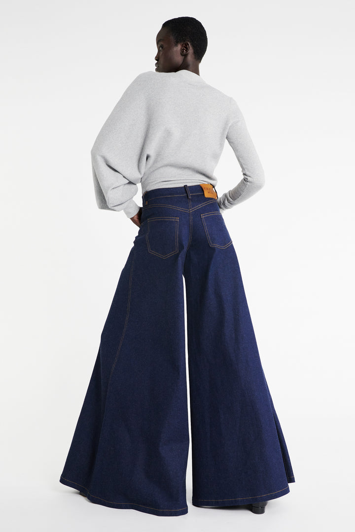 Wide Leg Denim Indigo Rinse Wash