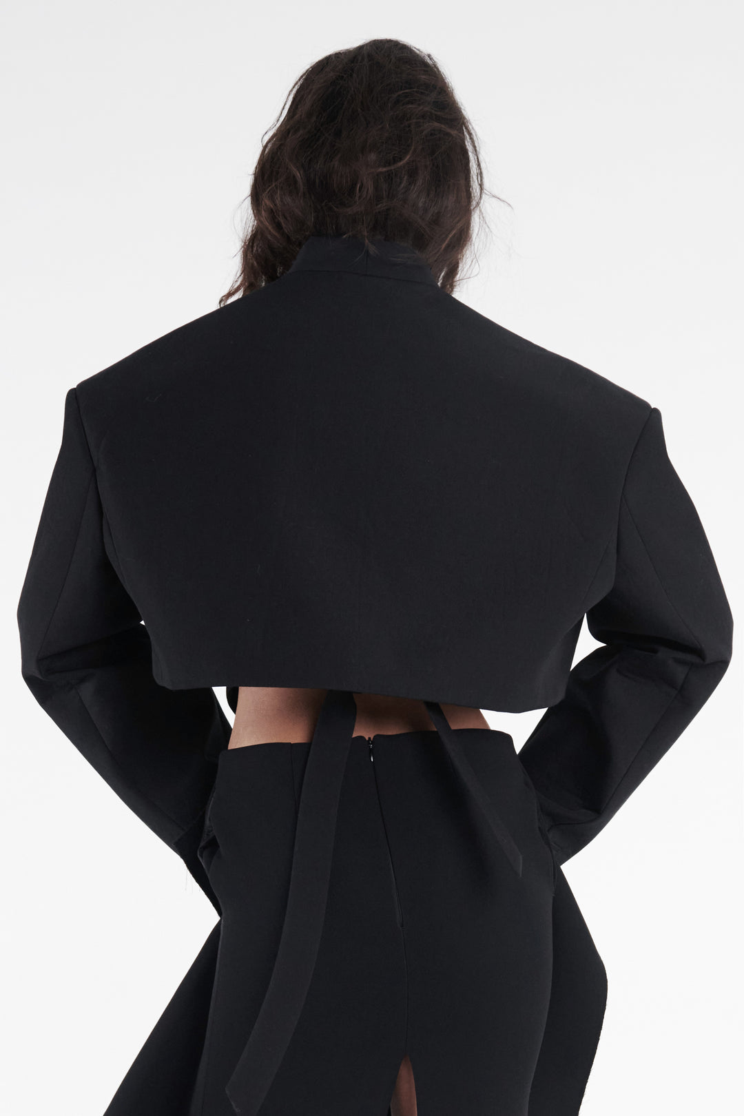 Cropped Tuxedo Jacket Black