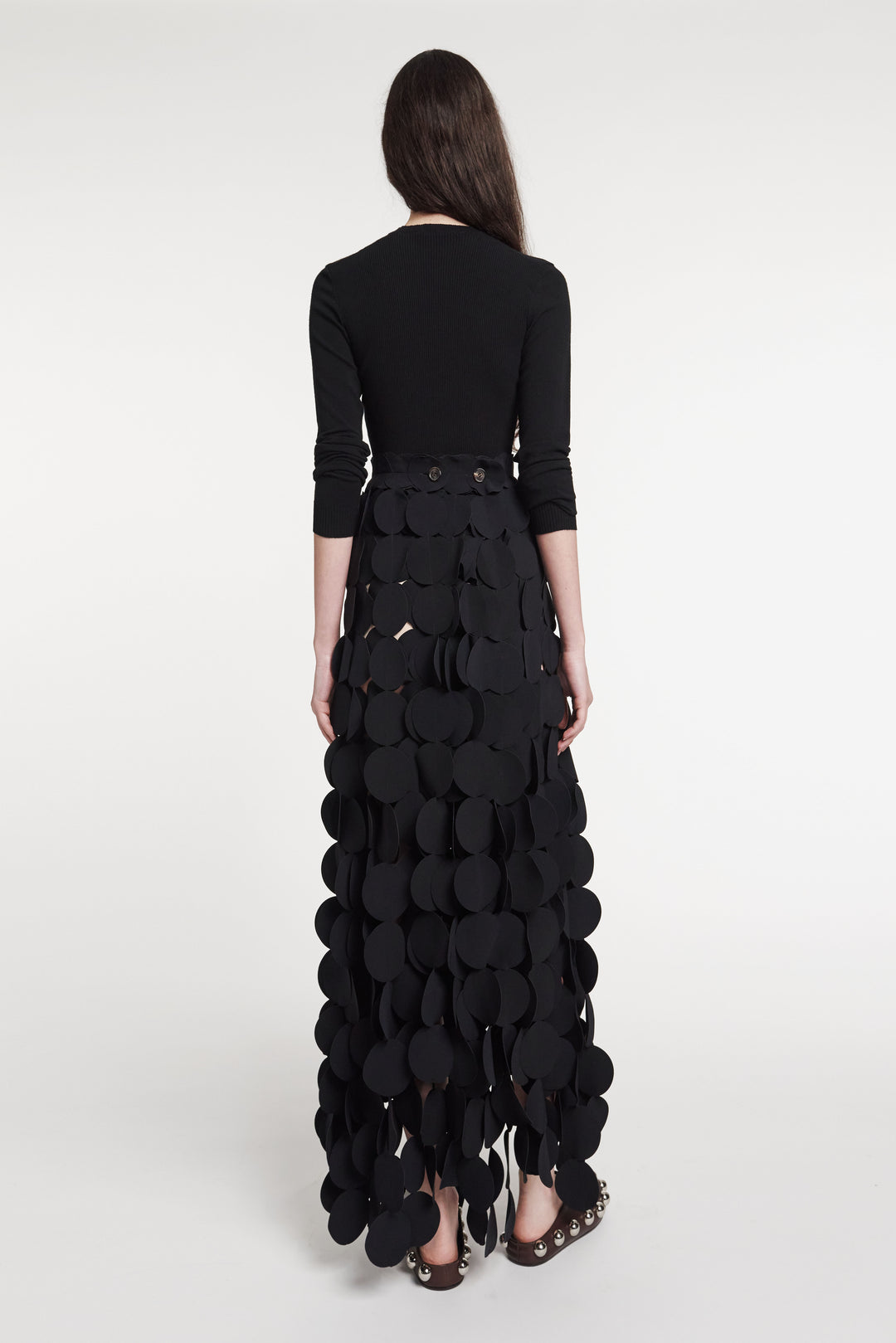 Multi Circle Layered Maxi Skirt Black