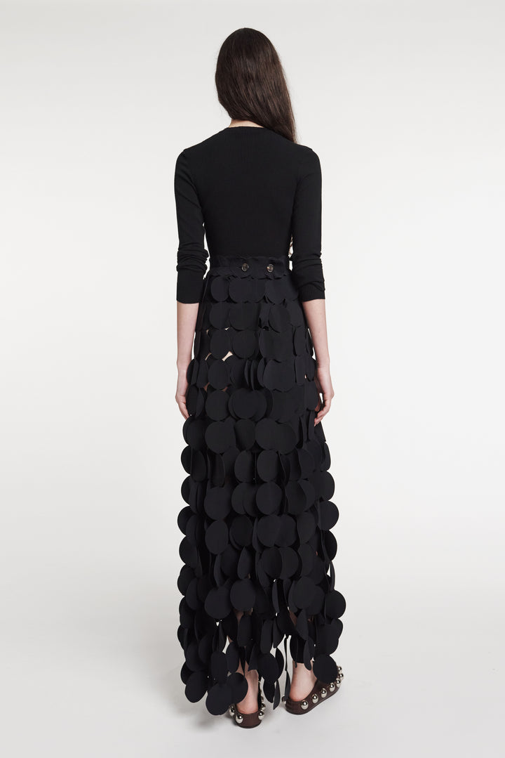 Multi Circle Layered Maxi Skirt Black