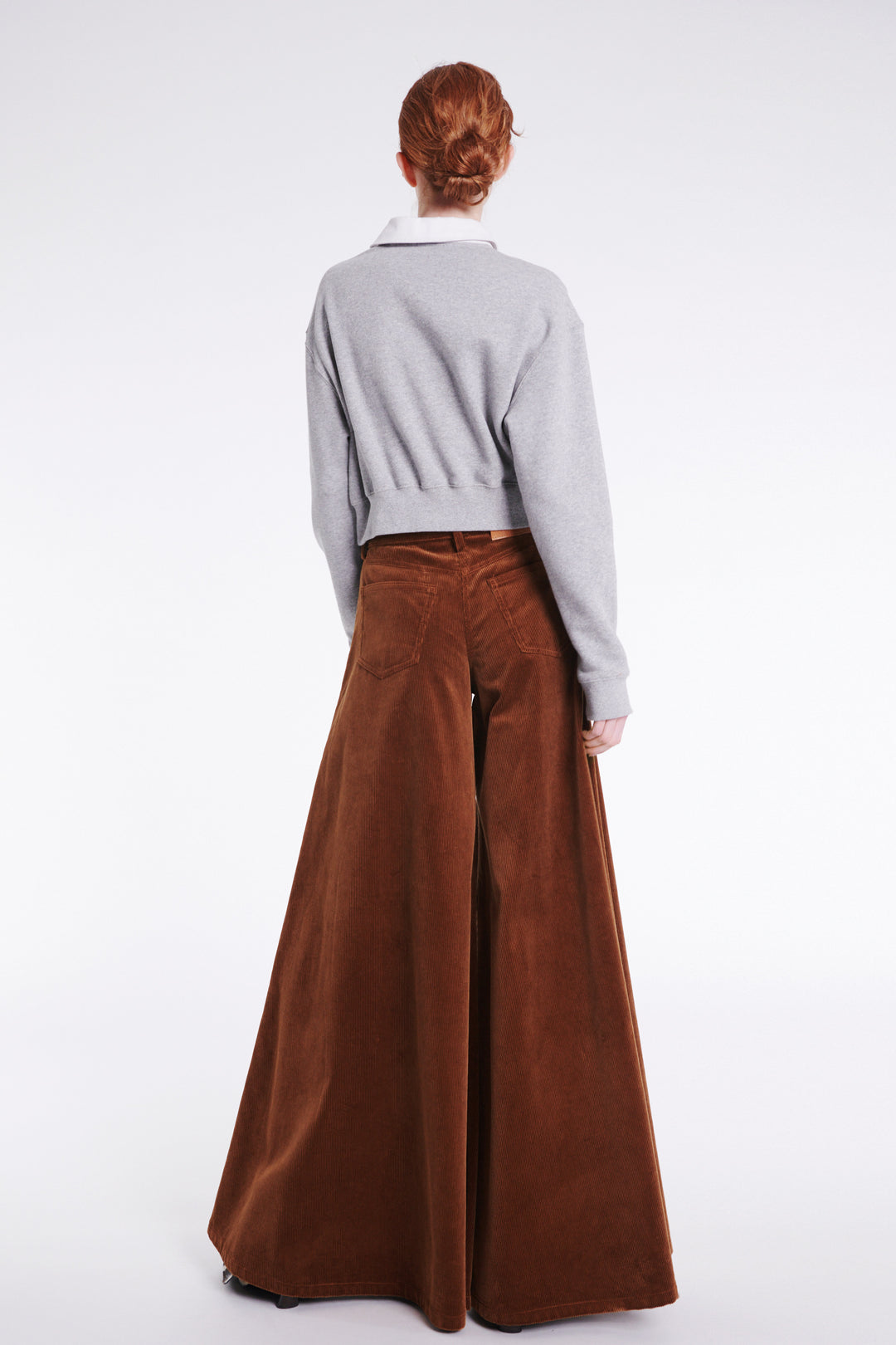 Cord Wide Leg Jean Trousers Tan