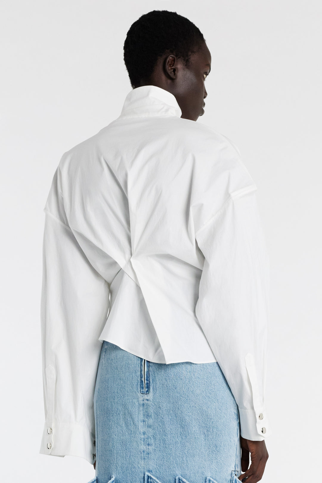 Asymmetric Collar Shirt White