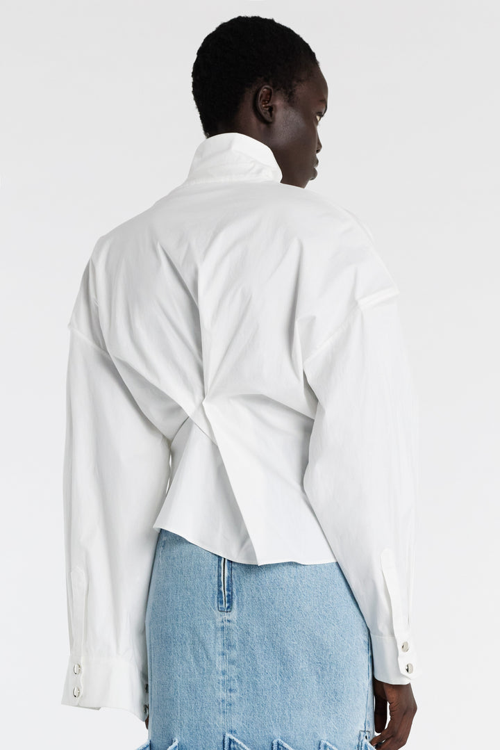 Asymmetric Collar Shirt White