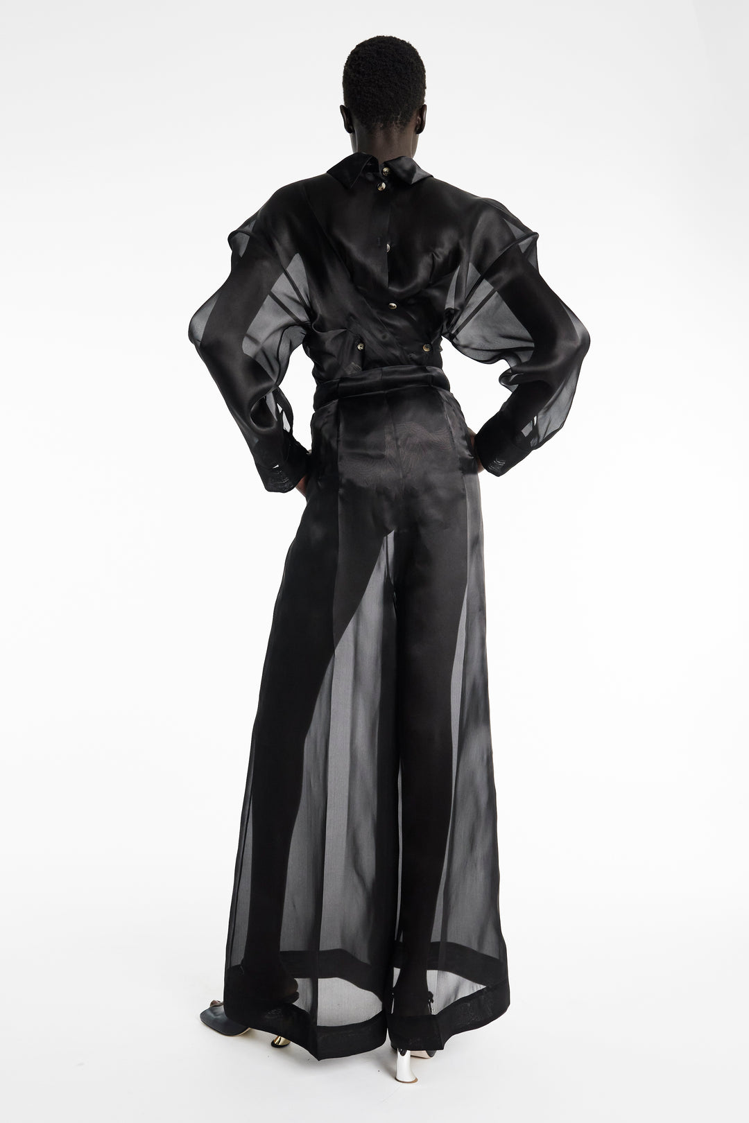 Organza Wide Leg Pants Black