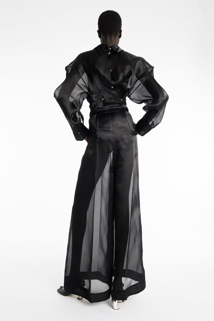Organza Wide Leg Pants Black