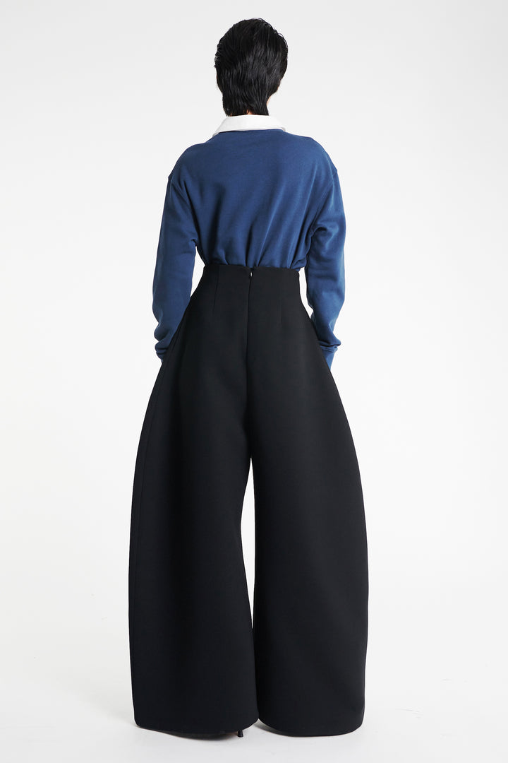 High Rise Rounded Trousers Black