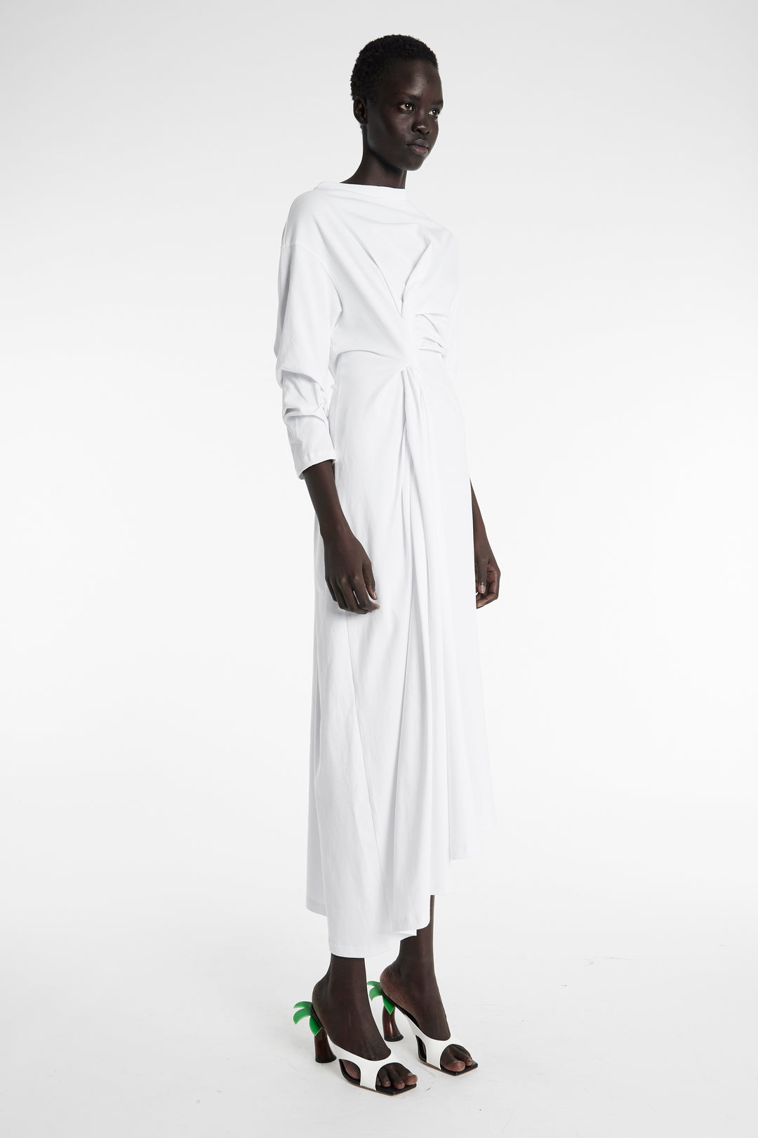 Knotted Jersey Dress White