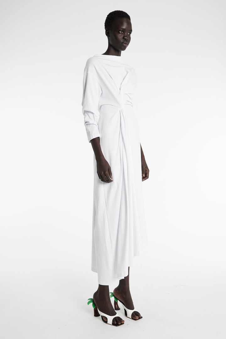 Knotted Jersey Dress White