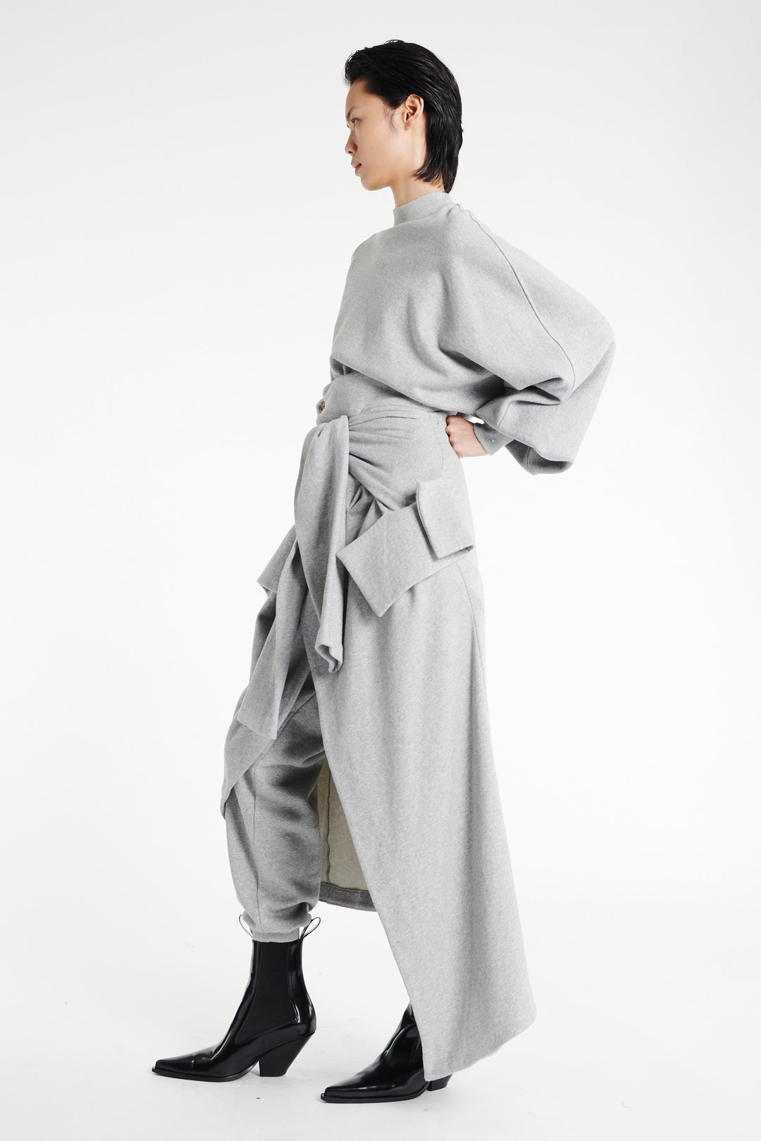 Jersey Jogger With Attached Shirt Skirt Grey Melange