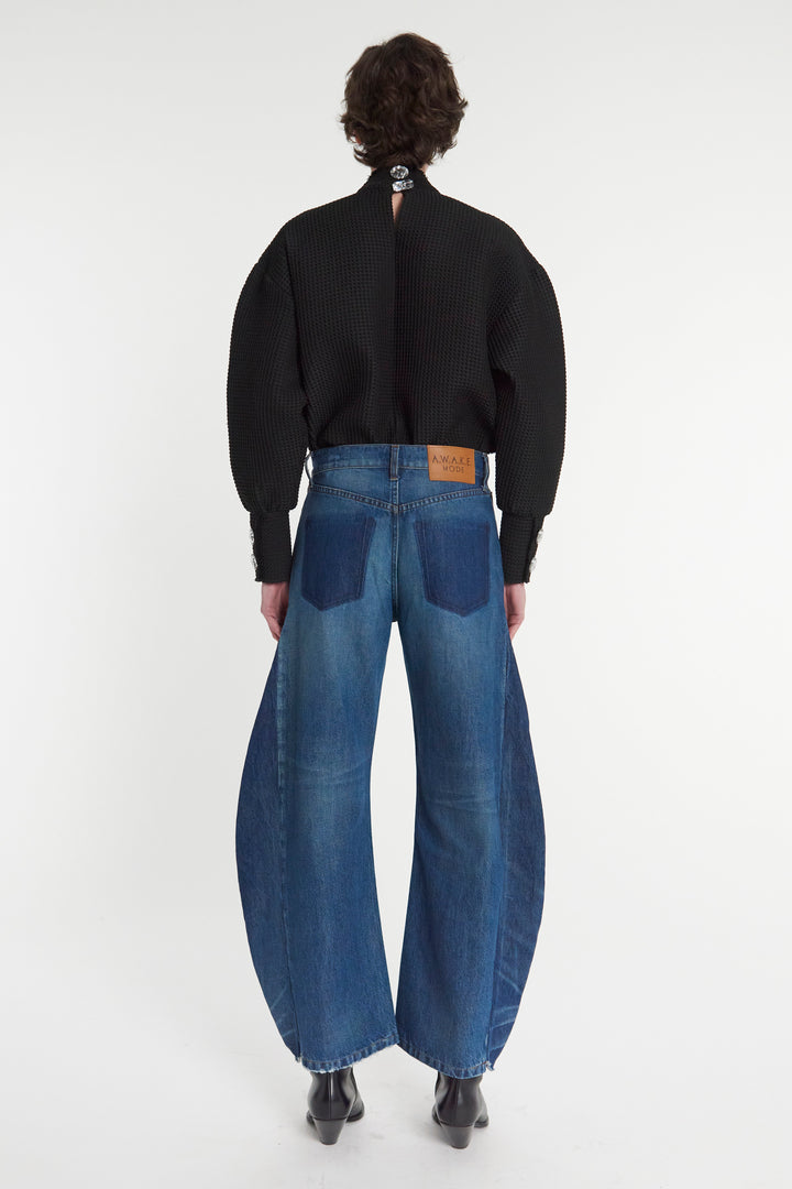 Recycled Jeans With Side Inserts Blue