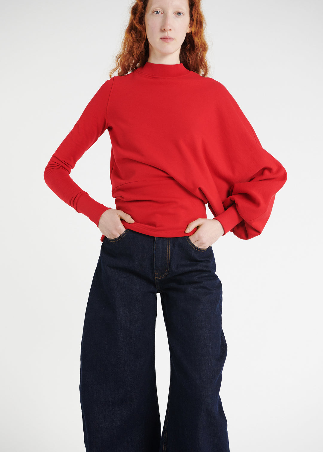 Slouched Sleeve Sweatshirt Red
