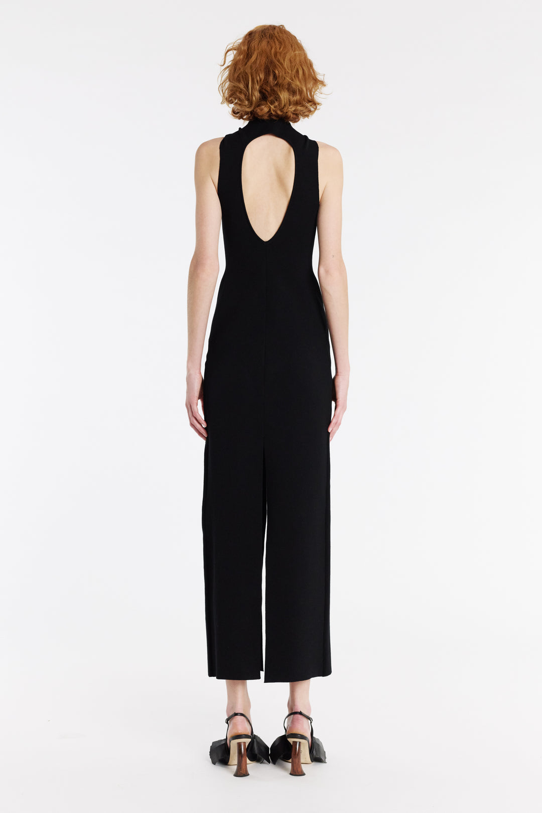 Knit Dress With Neck Tie Black