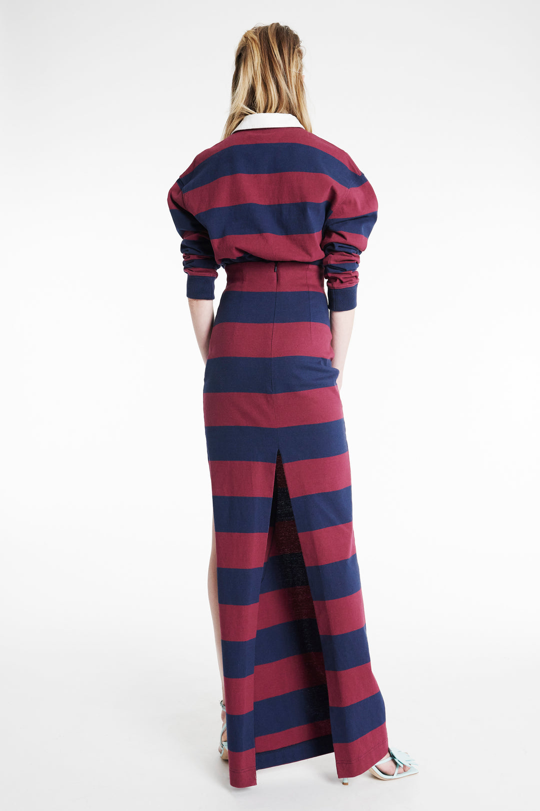 Pencil Skirt With Cut Out Burgundy Navy