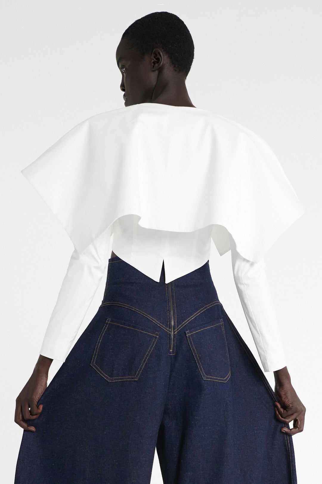 Cropped Jacket With Collar White