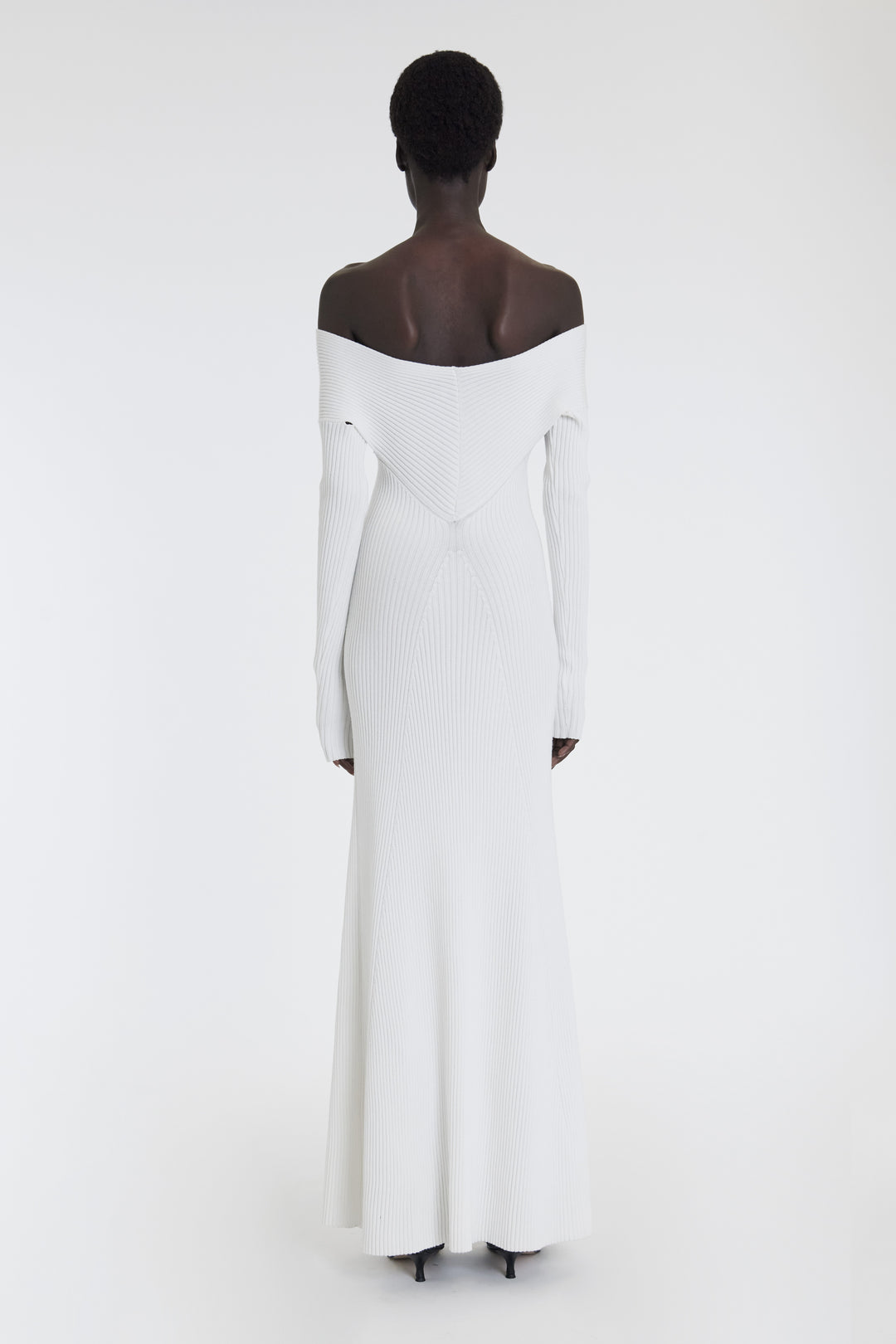 Knit Maxi Off Shoulder Dress Ivory