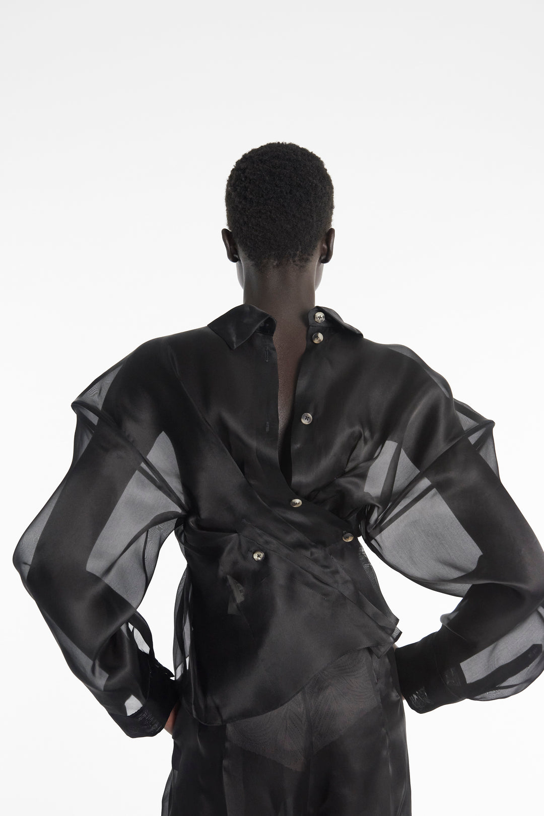 Organza Twisted Shirt Black