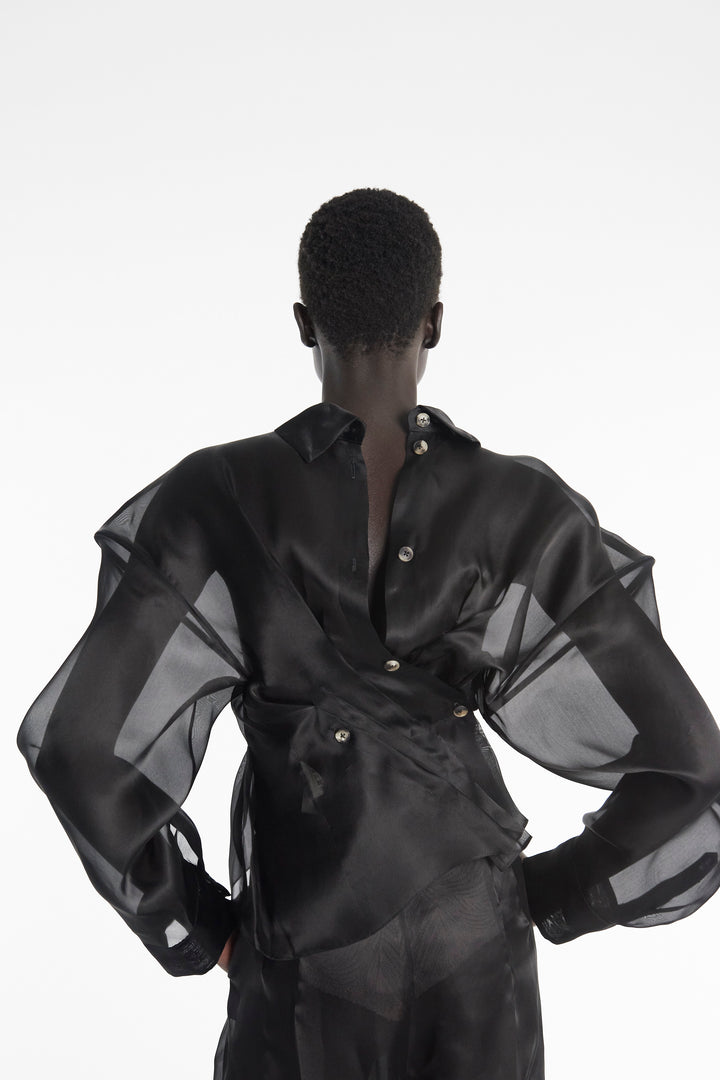 Organza Twisted Shirt Black