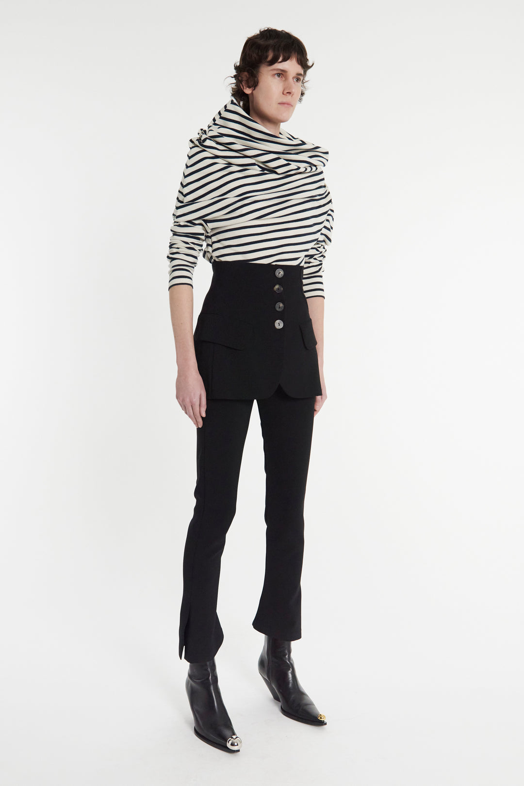 Slim Leg Trouser With Basque Detail Black