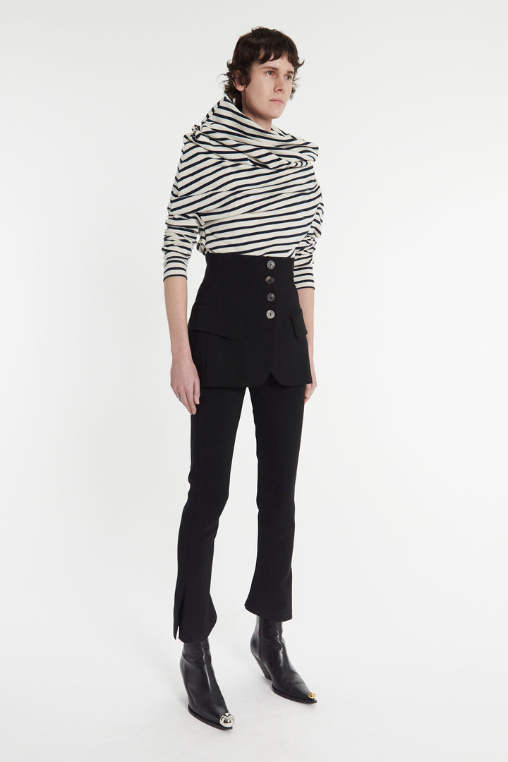 Slim Leg Trouser With Basque Detail Black