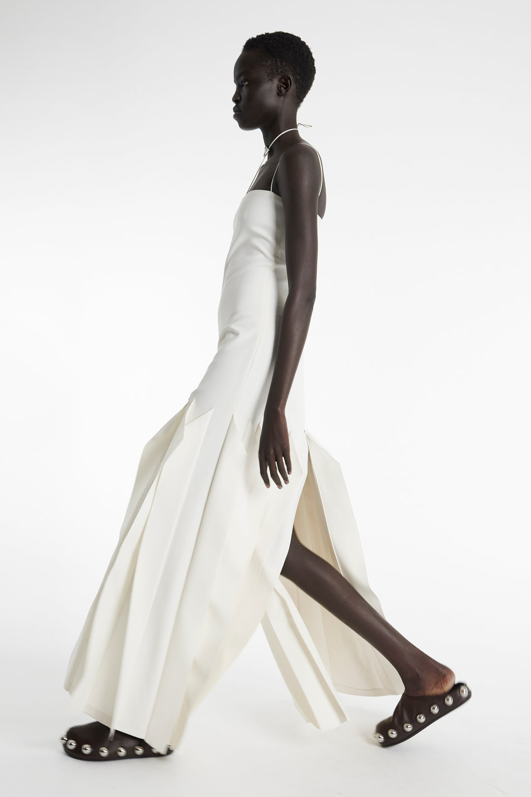 Full Length Lip Choker Dress Ivory