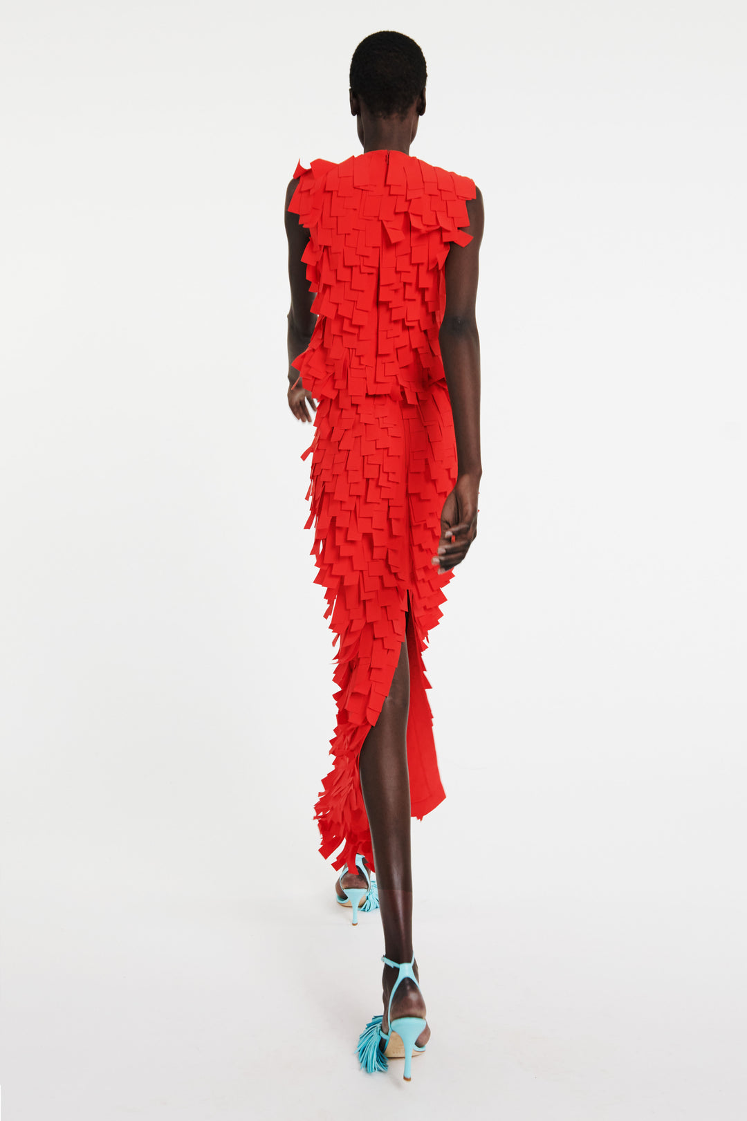 Multi Rectangle Skirt Red