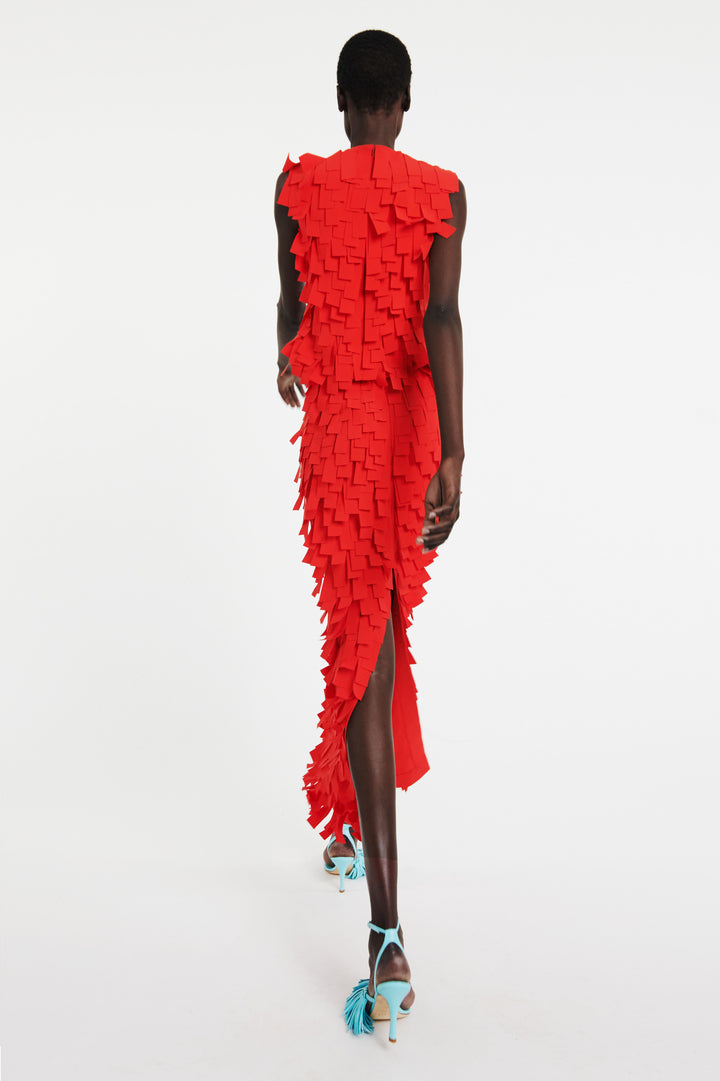 Multi Rectangle Skirt Red