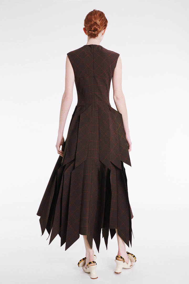 Dress With Panel Brown Check