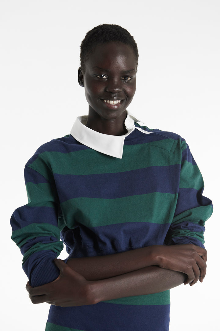 Twisted Collar Rugby Jersey Emerald Green Navy