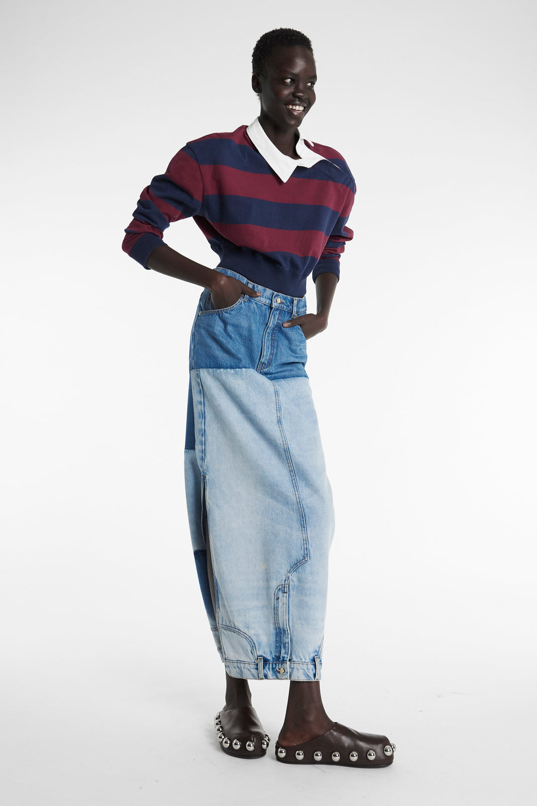 Twisted Collar Rugby Jersey Burgundy Navy