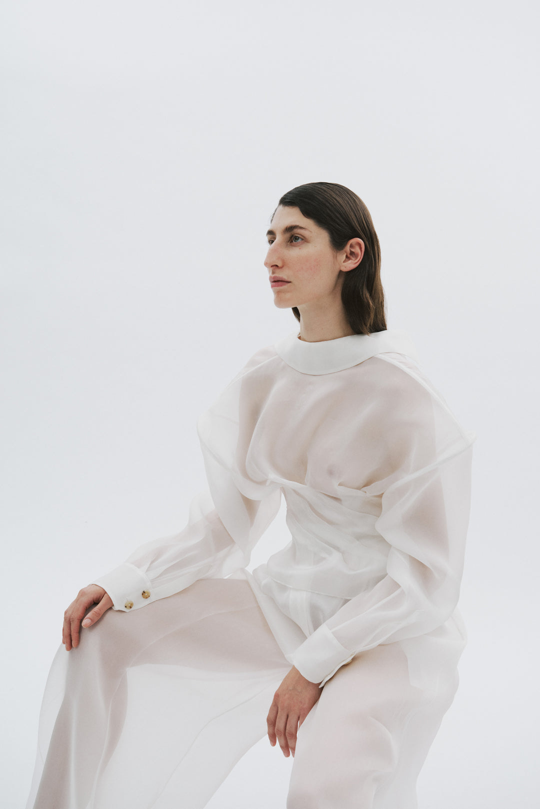 Organza Wide Leg Pants White